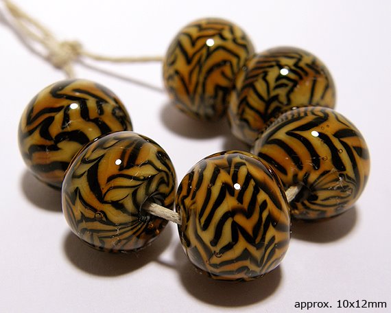 Lampwork glass handmade tiger beads
